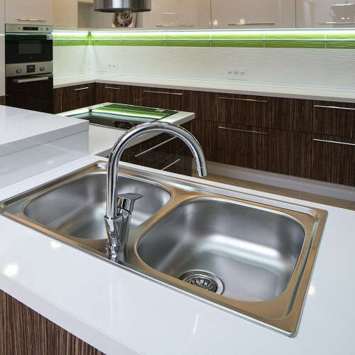 360 Degree Double Sink Curved Kitchen Mixer