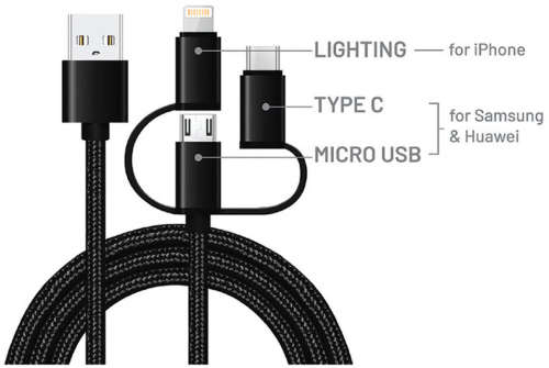 3 in 1 Data Cable - 3 ON AUCTION