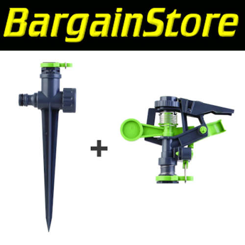 Adjustable Impact Sprinkler with Hose Pipe Spike - 3 ON AUCTION