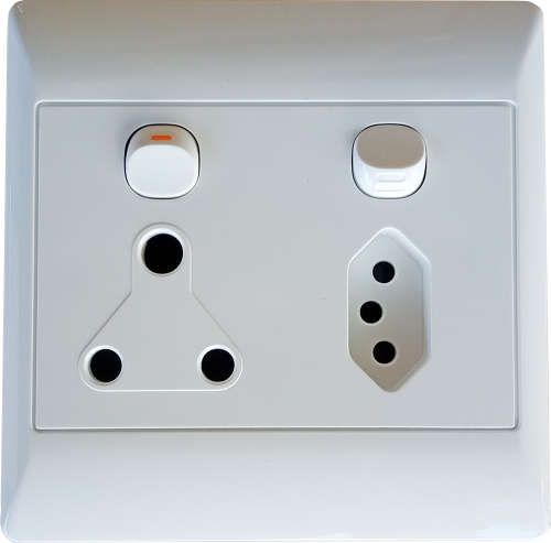 Double Wall Socket with 2pin/NEW SA PLUG, 3pin and switches - 3 ON AUCTION