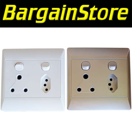 Double Wall Socket with 2pin/NEW SA PLUG, 3pin and switches - 3 ON AUCTION