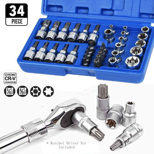 34 Piece E-Torx Socket Bit Set - New Low Shipping