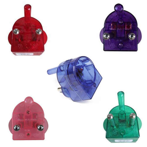 5pc Multi Colour Schuko Round 2 pin Adaptor Pack - NEW LOW SHIPPING