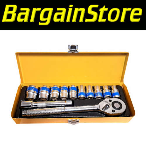 12 Piece 1/2` Socket and Ratchet Driver Set