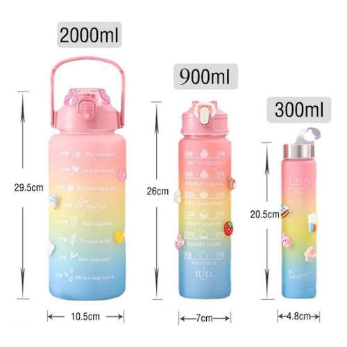3 Piece Motivational Water Bottle Set