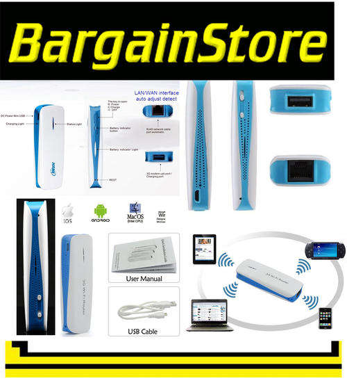 5in1 Mini 150Mbps 3G WIFI Mobile Wireless Router Hotspot + 1800mAh Powerbank