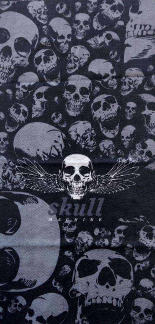Bikers scarf  - face mask -simless tubular SKULL MACHINE  black/grey
