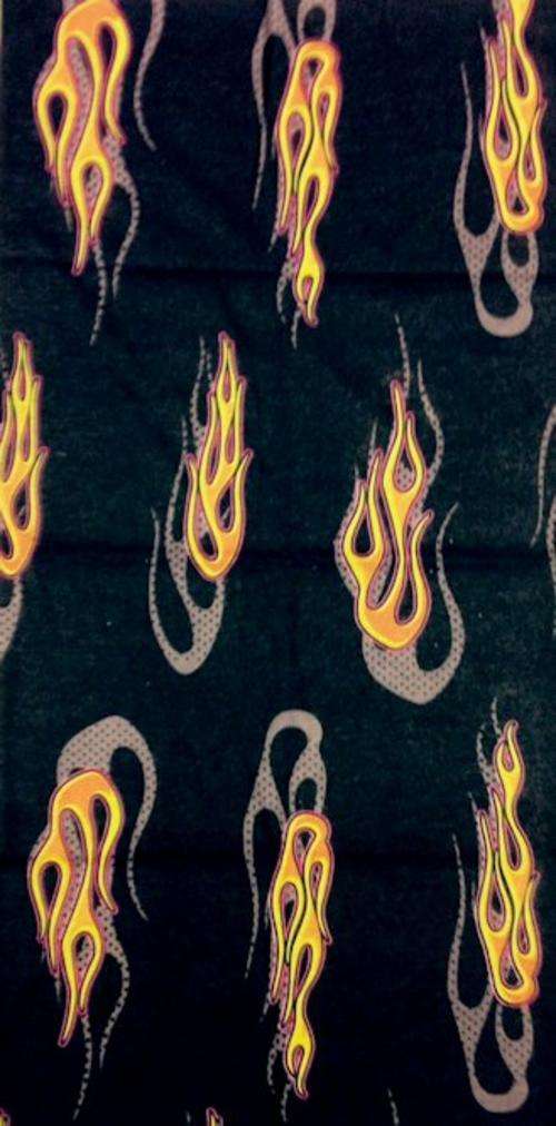 BIKERS NECK SCARF - FACE MASK  - BLACK FLAMES