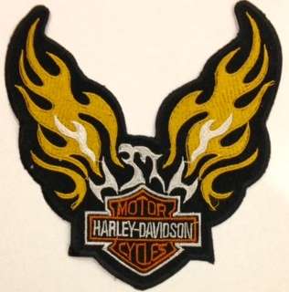 Harley bikers patch embroidery eagle wings in flame