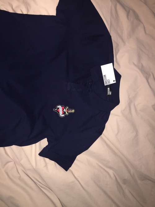 Navy Blue Love Moschino slim fit cotton polo golf shirt medium Paul smith armani hugo boss
