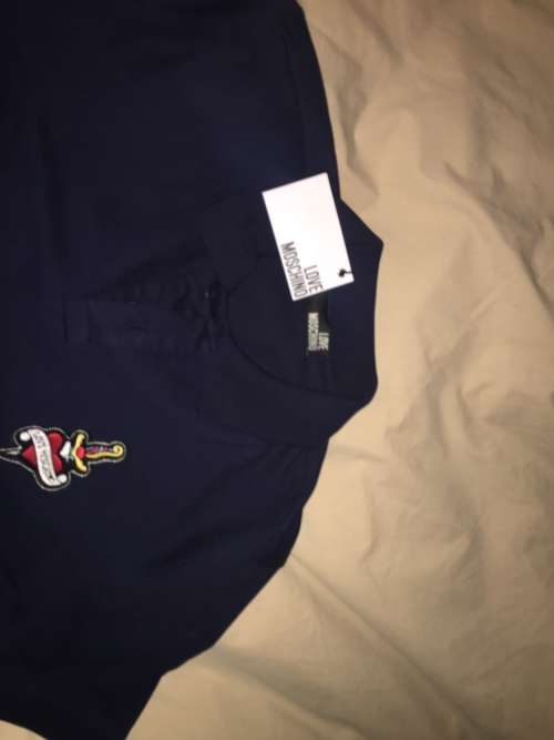Navy Blue Love Moschino slim fit cotton polo golf shirt medium Paul smith armani hugo boss