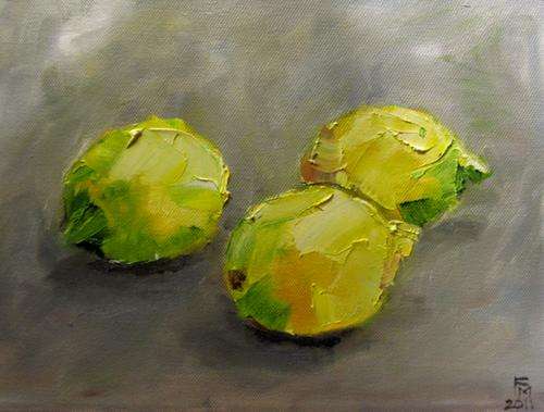 THREE LEMONS ON STRETCHED CANVAS