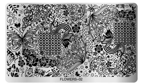 Stainless Steel Nail Stamping Plates - Flowers 02