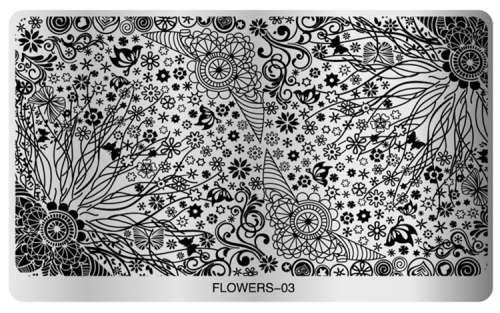 Stainless Steel Nail Stamping Plates - Flowers 03