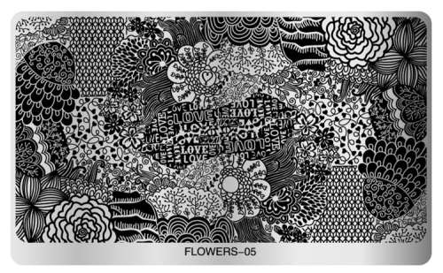 Stainless Steel Nail Stamping Plates - Flowers 05