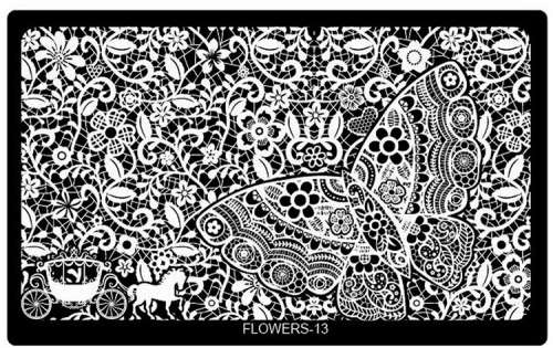 Stainless Steel Nail Stamping Plates - Flowers 13