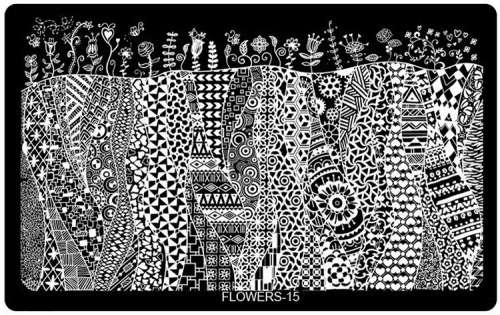 Stainless Steel Nail Stamping Plates - Flowers 15