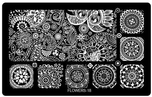 Stainless Steel Nail Stamping Plates - Flowers 18
