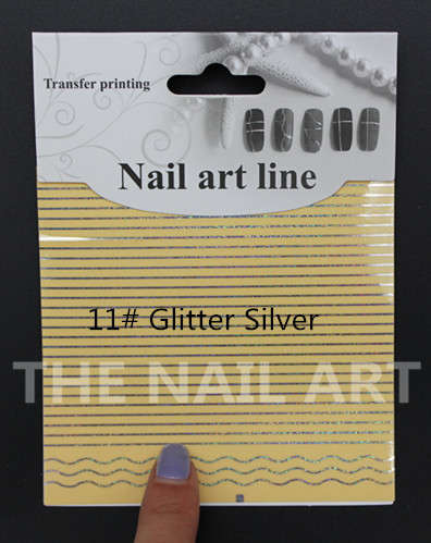 Nail Art Line Sticker - 11# Silver Glitter