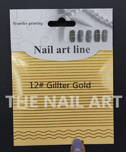 Nail Art Line Sticker - 12# Silver Gold