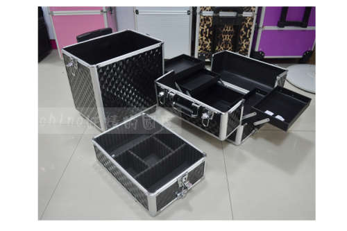 The Nail Art - 3 layers MDF aluminum cosmetic train makeup beauty case box