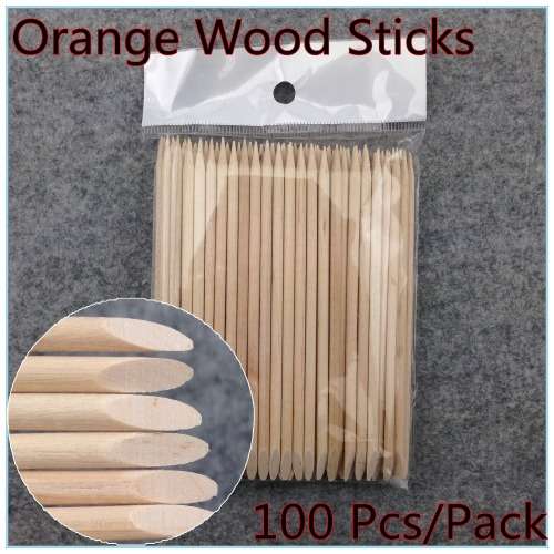 The Nail Art - Orange Wooden Sticks 100pcs 7.5cm