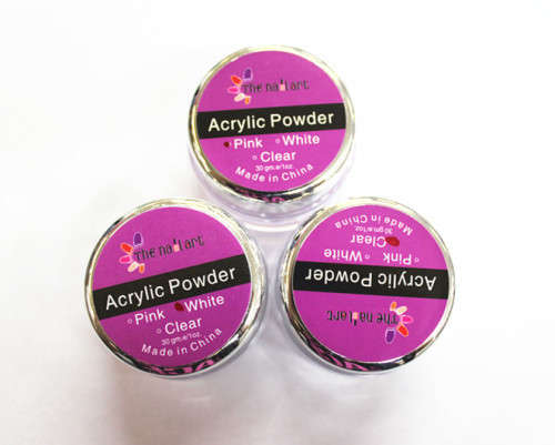 The Nail Art - 30g Acrylic Powder clear pink white 3pcs