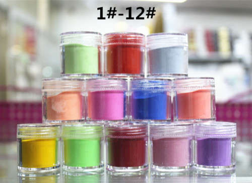 The Nail Art - Color Acrylic Powder 10g Each Mix12 colors A box 1-12