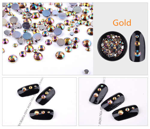The Nail Art - Color AB Diamond Pot - Gold