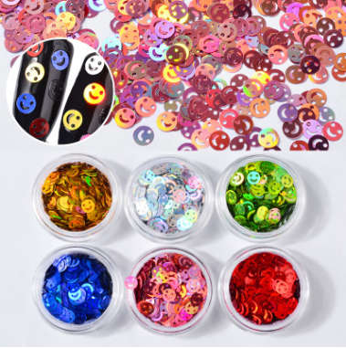 The Nail Art - Smiley round sequins 6pcs