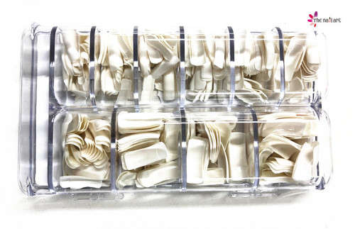 The Nail Art - 500pcs Transparent Salon False Acrylic Halfmoon Tips - White