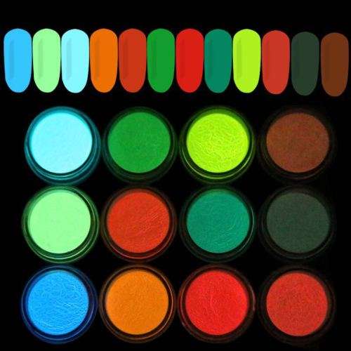 The Nail Art - Glow in the dark powder 12pcs