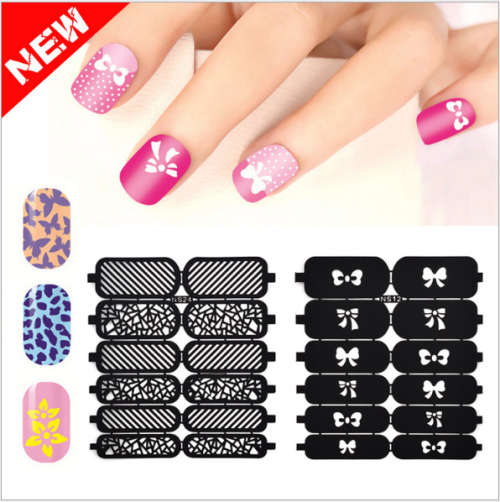The Nail Art - Stencil Sticker 10pcs ( Different Ones)