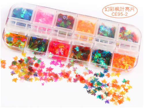 The Nail Art - 12 Colors Maple leaf Nail Art