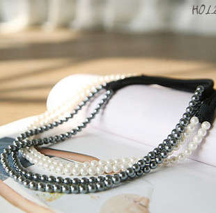 DOUBLE PEARL STRAND ELASTIC HEADBAND
