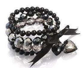 BLACK CRYSTAL BEADS BRACELET
