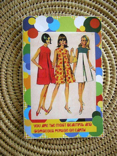 YOU ARE THE MOST BEAUTIFUL AND GORGEOUS PERSON ON EARTH MONTAGE GREETING CARD WITH VINTAGE PATTERN