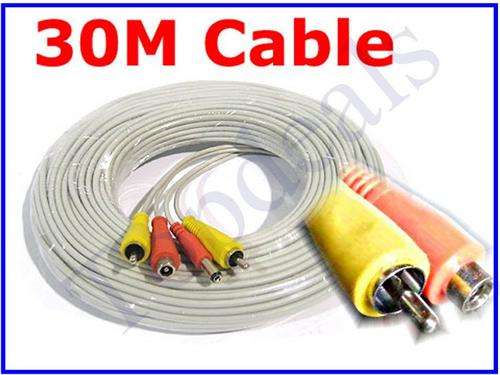 SECURITY CAMERA EXTENSION POWER/RCA CABLE LEAD 30M/98ft