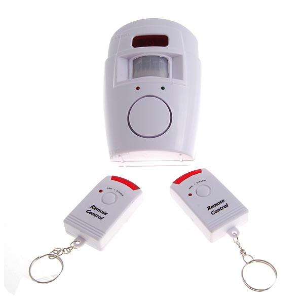 105dB Security Alarm Siren with IR Motion Detector and Dual Arm/Disarm Remote Keychains