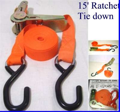 Brand new stock! !1'' x 15'' Ratchet Tie Down