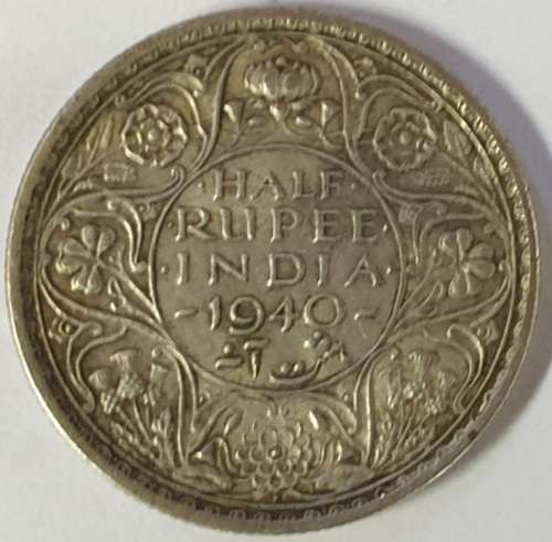 INDIA SILVER HALF RUPEE 1940 AS PER PICS NO RESERVE AUCTION