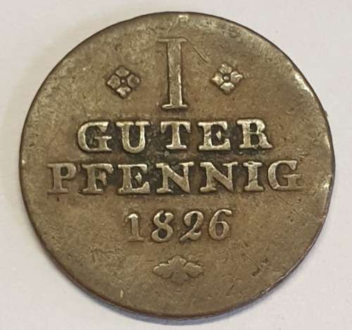 1826 German States 1 GUTER PFENNIG as per images **Scarce**