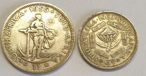 1955 ONE SHILLING AND A 1960 SIXPENCE as per images BID IS FOR BOTH COINS