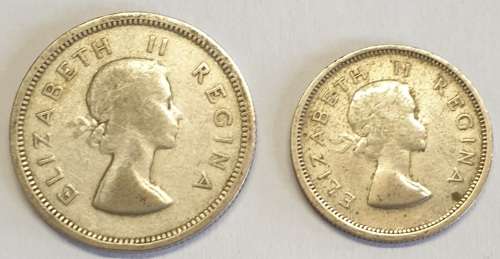 1955 ONE SHILLING AND A 1960 SIXPENCE as per images BID IS FOR BOTH COINS