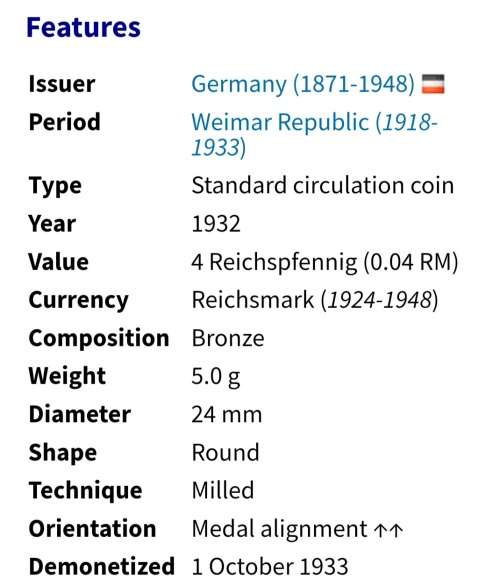 1860 Copper 2 Pfennige and 1932 Bronze 4 Reichspfennig As per Images !!!