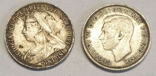 1899 Britain and 1942 Australia SIXPENCE COINS !!!
