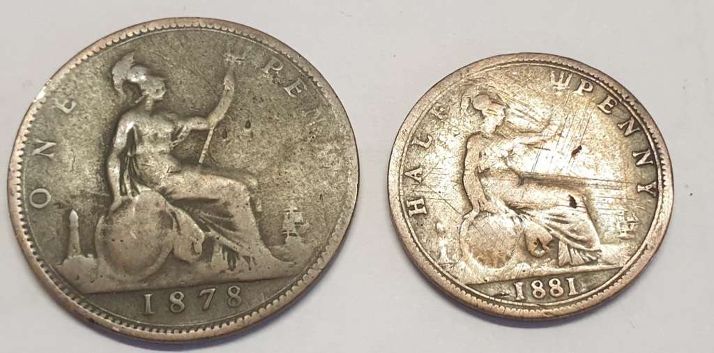 1878 One Penny and 1881 Half Penny