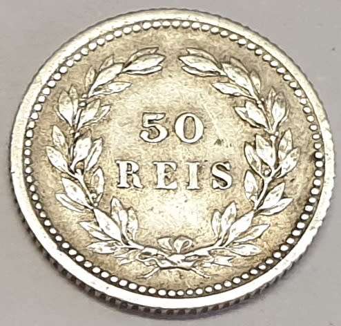 1893 Portugal Silver 50 Reis Coin as per images