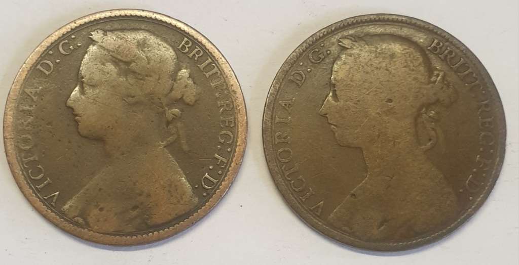 1876 and 1887 One Penny Coins as per images !!!
