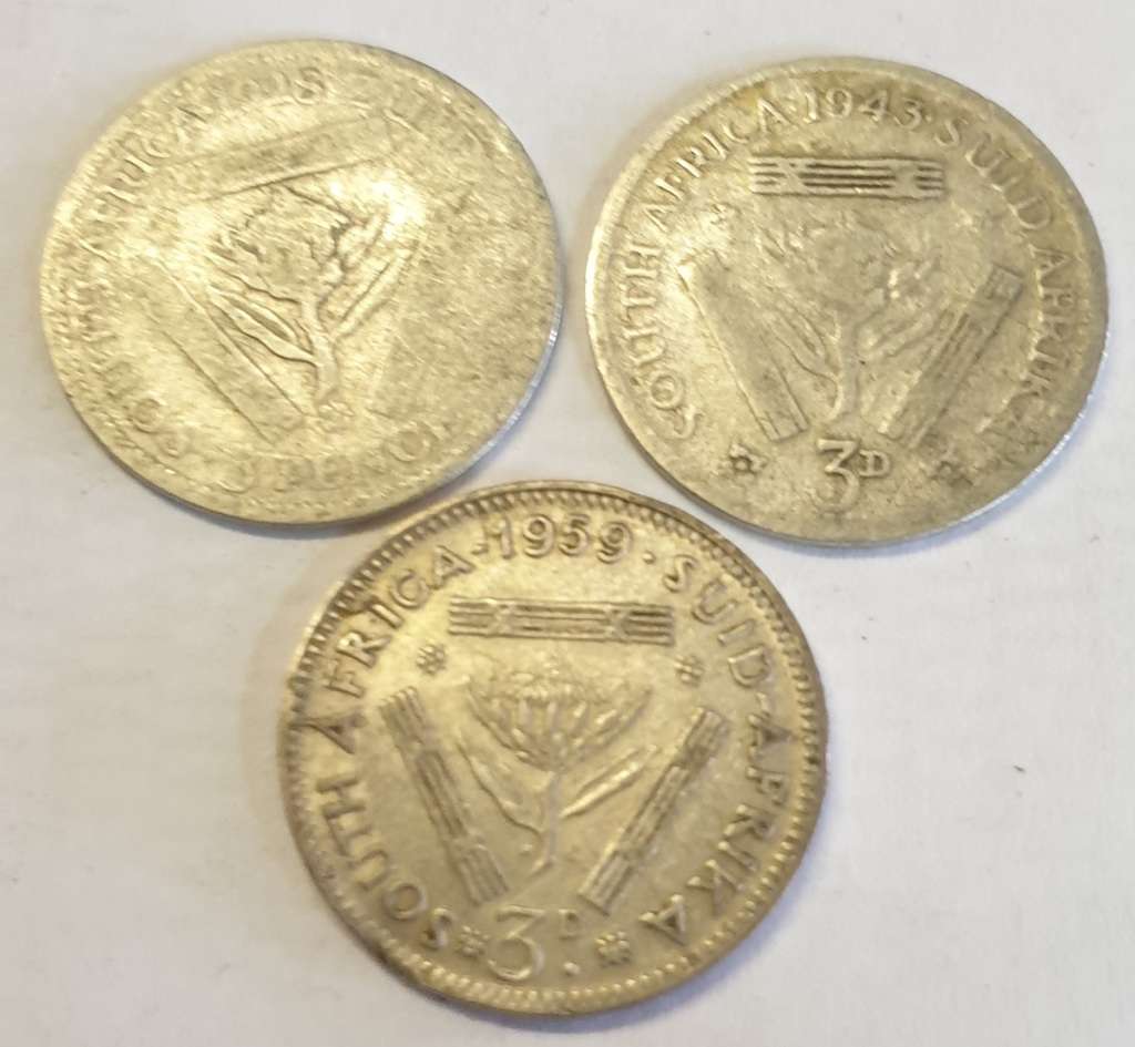 3 X Tickey`s as per images 1928-1943-1959 ##One Bid for all 3 coins!!!!